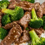 Bœuf au brocoli classique riz vapeur sauce brillante
