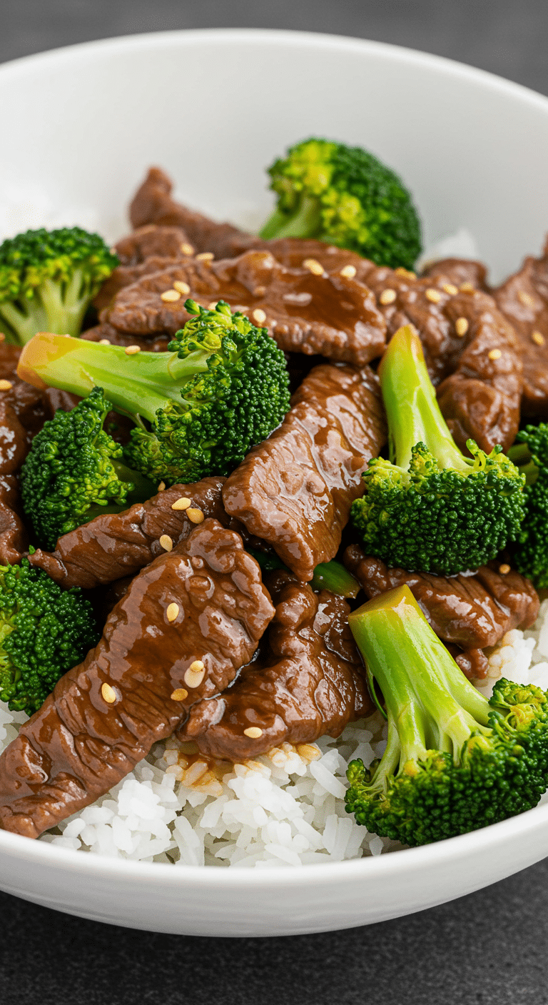 Bœuf au brocoli classique riz vapeur sauce brillante
