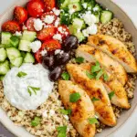 Bol de poulet santé style méditerranéen coloré avec quinoa et légumes