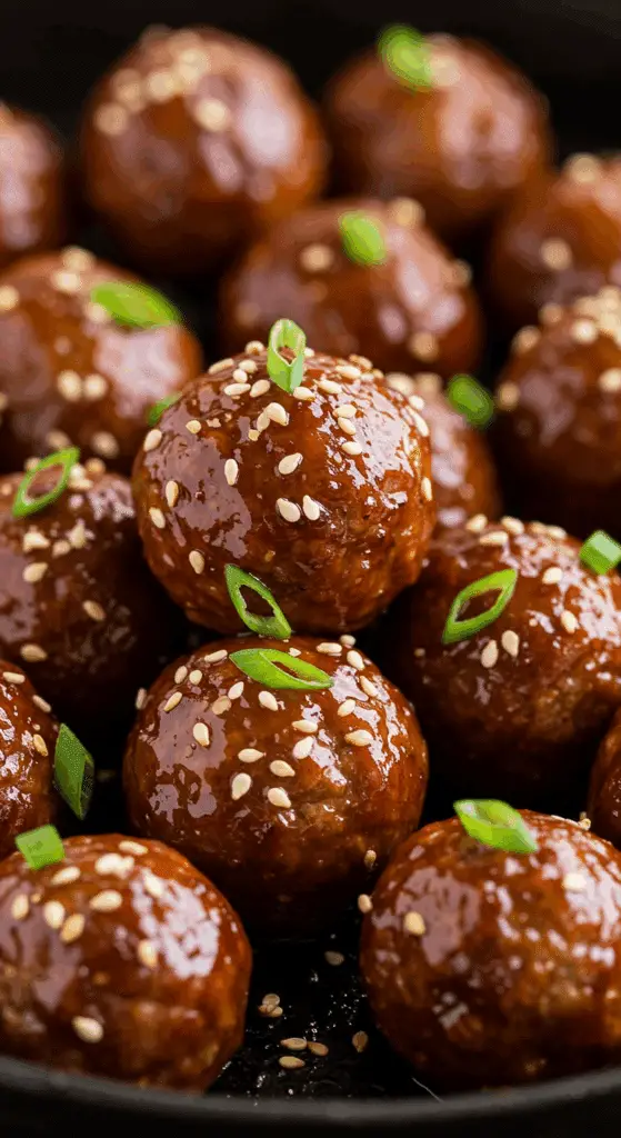 Boulettes style bbq coréen glacées avec graines de sésame
