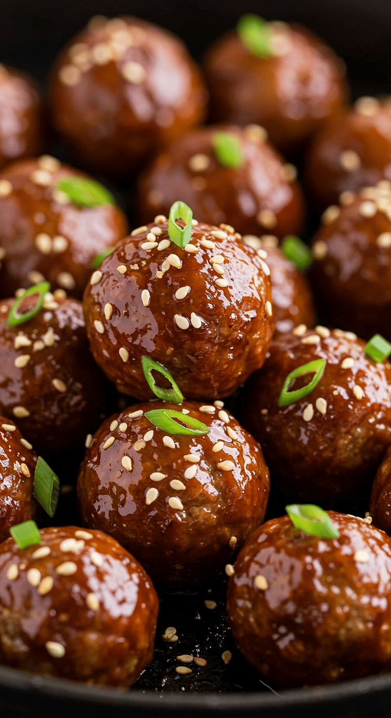 Boulettes style bbq coréen glacées avec graines de sésame