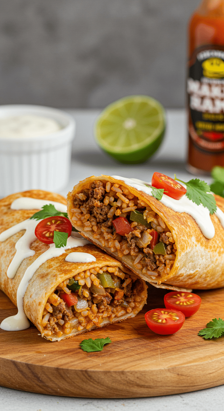 Burrito mexicain touski à la friteuse à air doré et croustillant parfaitement cuit