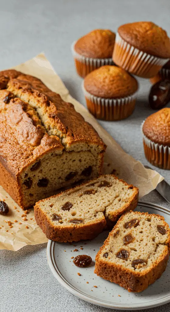 Cake aux raisins et dattes tranche moelleuse fruits secs