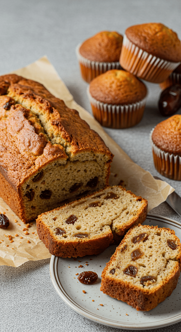 Cake aux raisins et dattes tranche moelleuse fruits secs