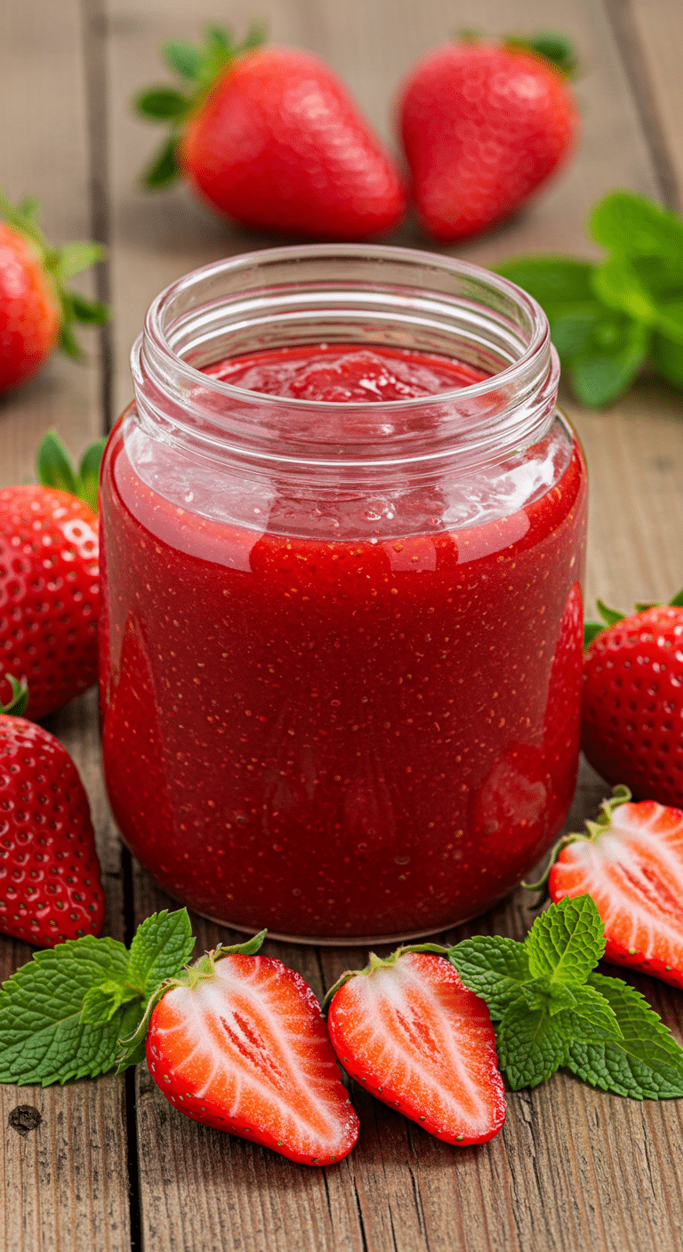 Compote de fraise maison pot verre texture naturelle