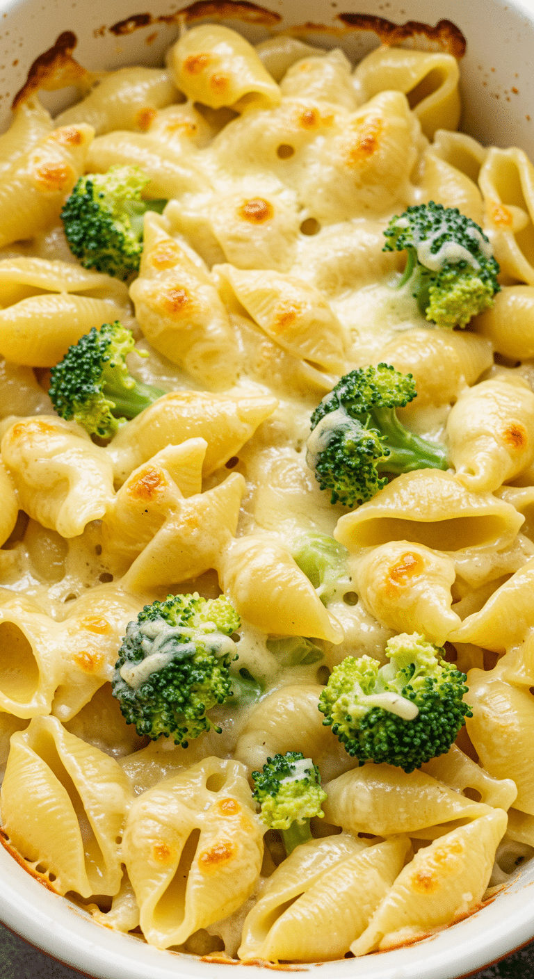 Coquilles trois fromages brocoli express crémeuses sauce veloutée