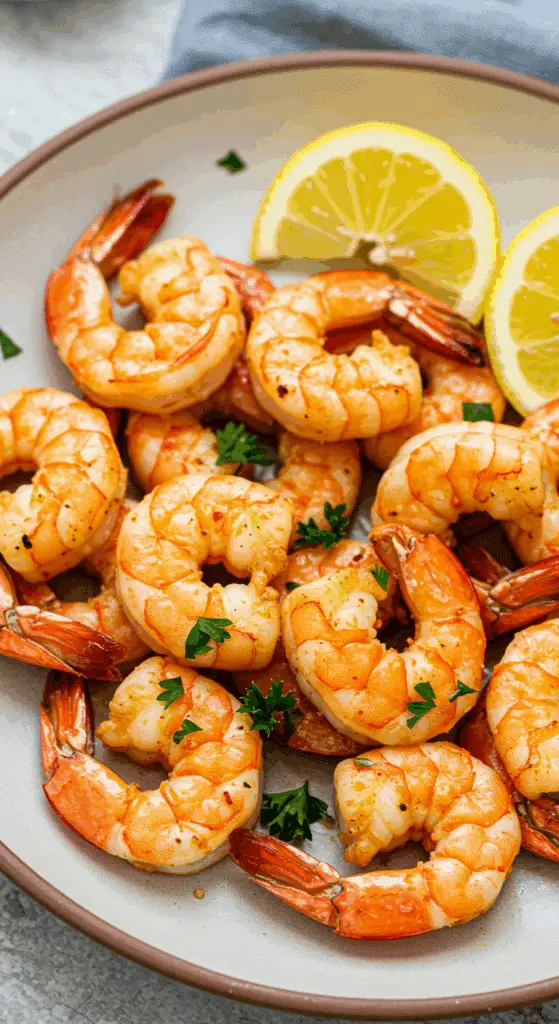 Crevettes grillées espagnole friteuse air plat service méditerranéen
