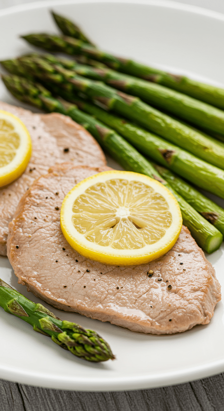 Escalopes veau citron asperges grillées four élégantes gastronomiques