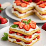Gâteau aux fraises français élégant crème fraîches décoration