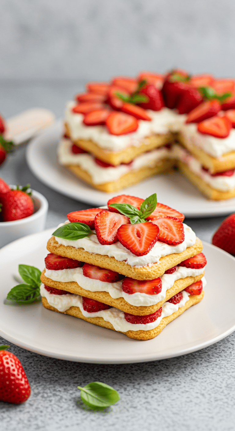 Gâteau aux fraises français élégant crème fraîches décoration