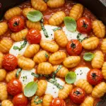 Gnocchis «one-pot» au mozzarella et tomates fraîches dans casserole rustique