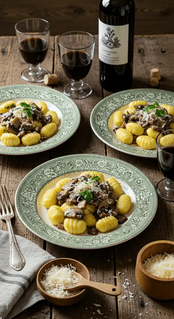 Gnocchis one pot sauce crémeuse champignons - recette italienne Pinterest