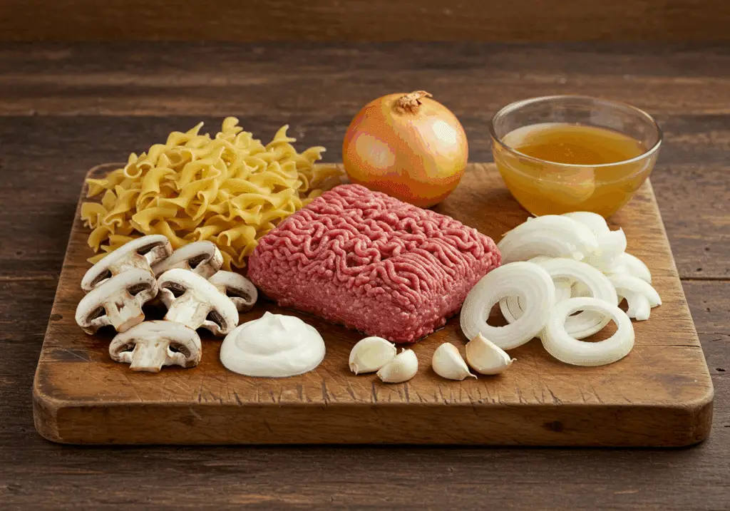 Ingrédients bœuf haché stroganoff familial authentique