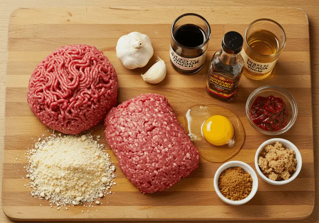 Ingrédients frais pour boulettes style bbq coréen