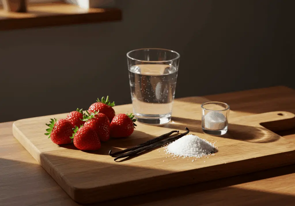 Ingrédients compote fraise naturels fraises gousse vanille