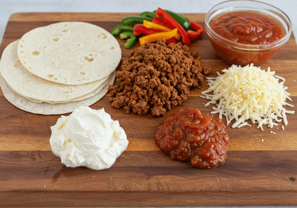 Ingrédients enchiladas au bœuf rapides mexicains authentiques