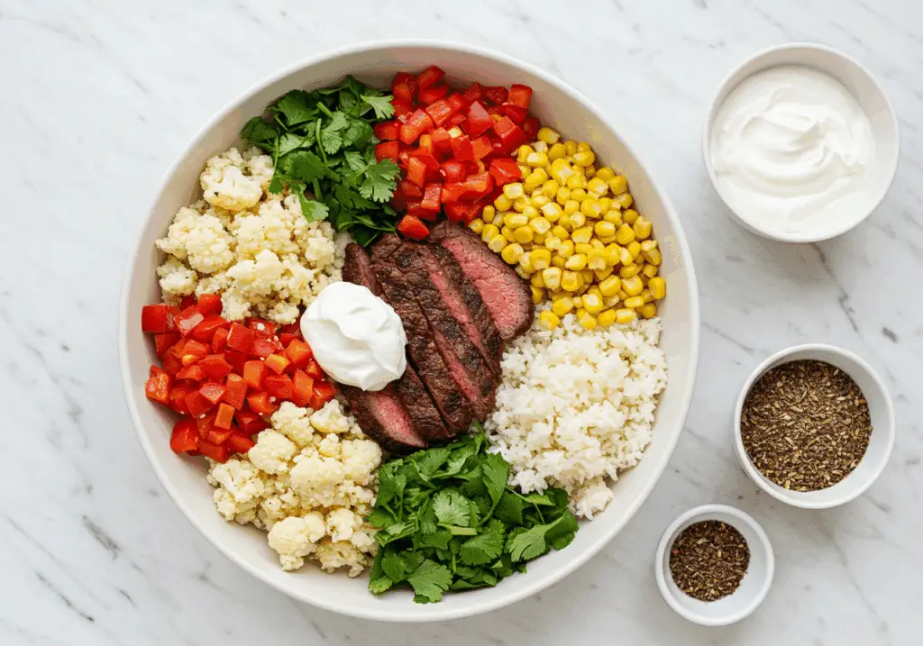 Ingrédients healthy bols tex-mex nutritifs équilibrés