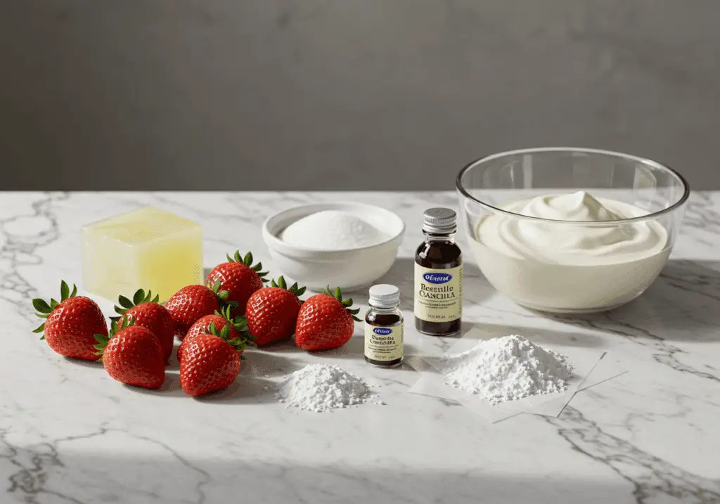 Ingrédients mousse fraises crème gélatine fraises fraîches