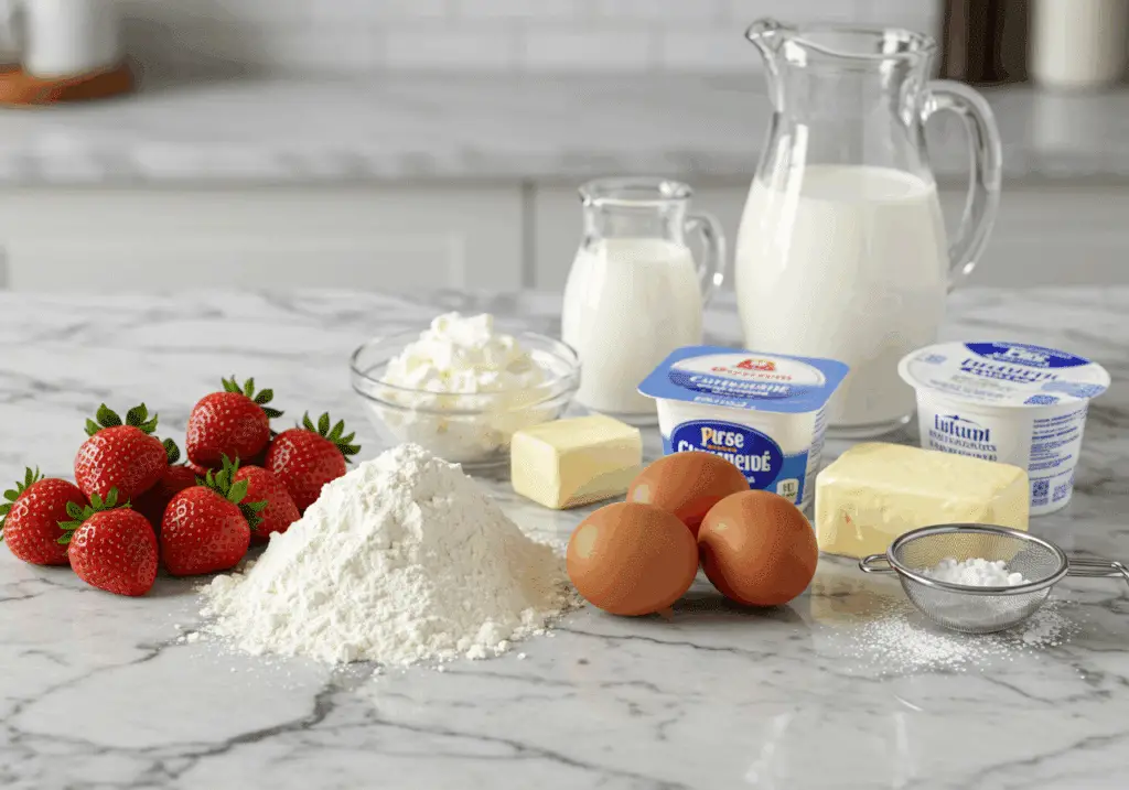 Ingrédients pâtisserie française gâteau aux fraises qualité