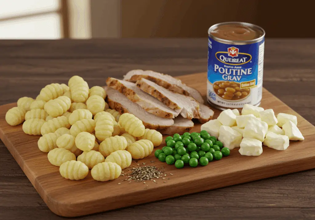 Ingrédients poutine gnocchi dinde galvaude québécois italiens