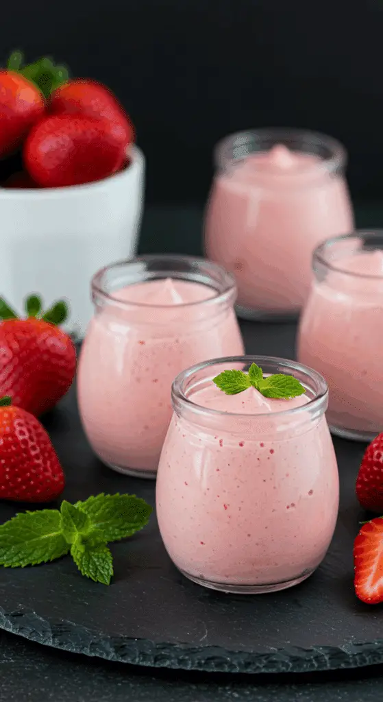 Mousse fraîche aux fraises verrines élégantes texture aérienne