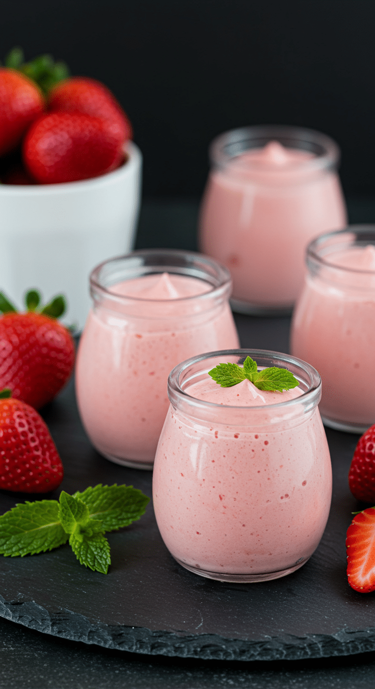 Mousse fraîche aux fraises verrines élégantes texture aérienne