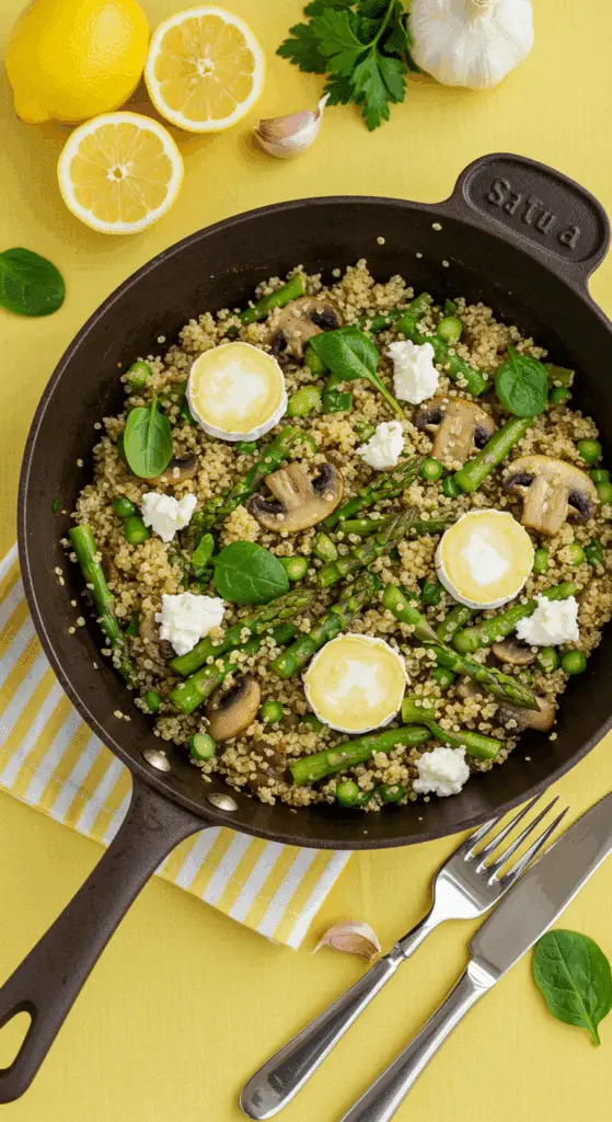 One pot quinoa asperges fromage chèvre healthy nutritif coloré