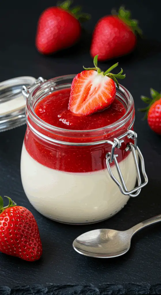 Panna cotta facile aux fraises élégante coulis rouge italien