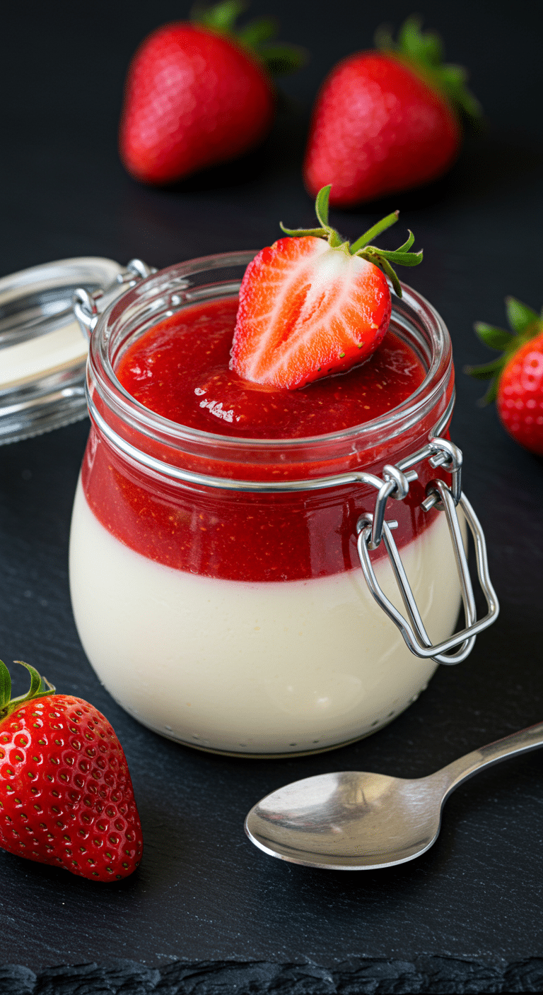 Panna cotta facile aux fraises élégante coulis rouge italien