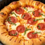 Pizza croûte farcie fromage friteuse air dorée croustillante