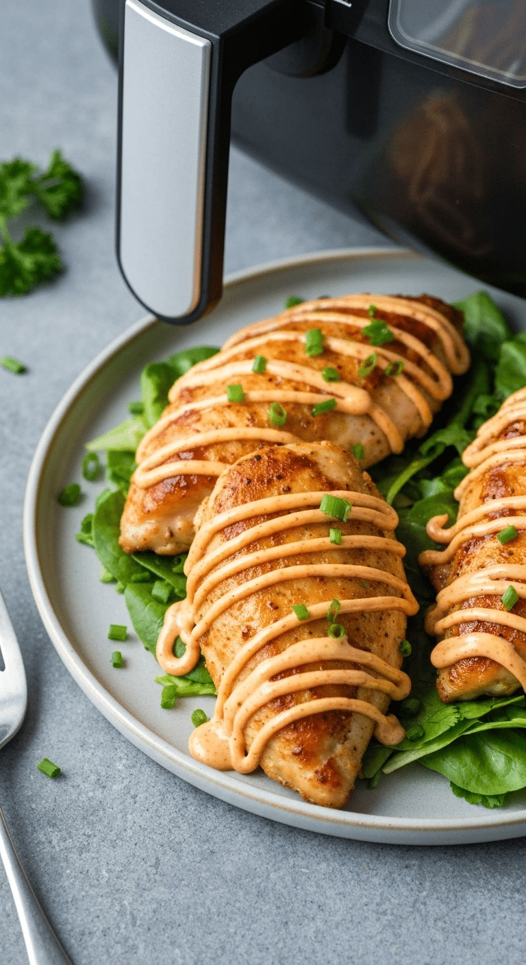 Poitrines poulet bang bang friteuse air dorées sauce brillante