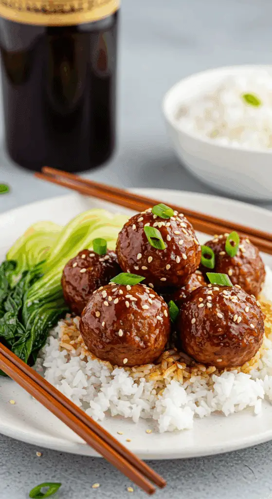 Service boulettes bbq coréen avec riz et légumes