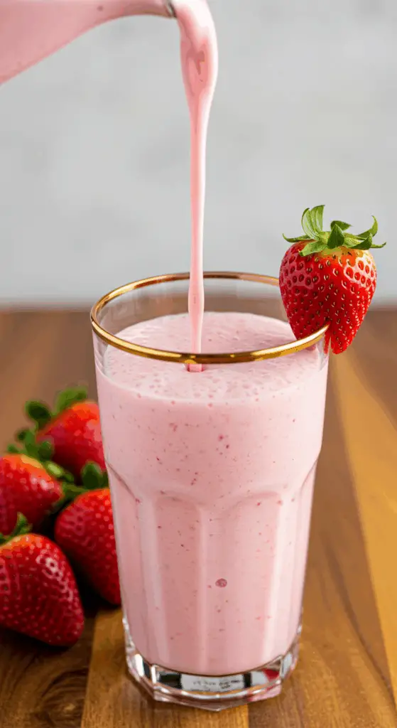 Service du milkshake fraise facile dans verres avec décoration