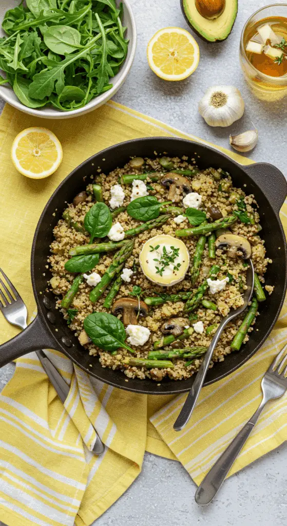 Service one pot quinoa asperges chèvre accompagnements healthy