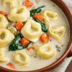 Soupe tortellinis crémeuse bol italien fumante réconfortante