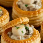 Bouchées Reine Saint-Jacques champignons feuilletage doré sauce crémeuse élégante