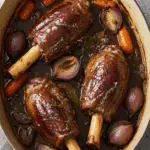 Bourguignon agneau mijoté vin rouge sauce veloutée viande fondante légumes