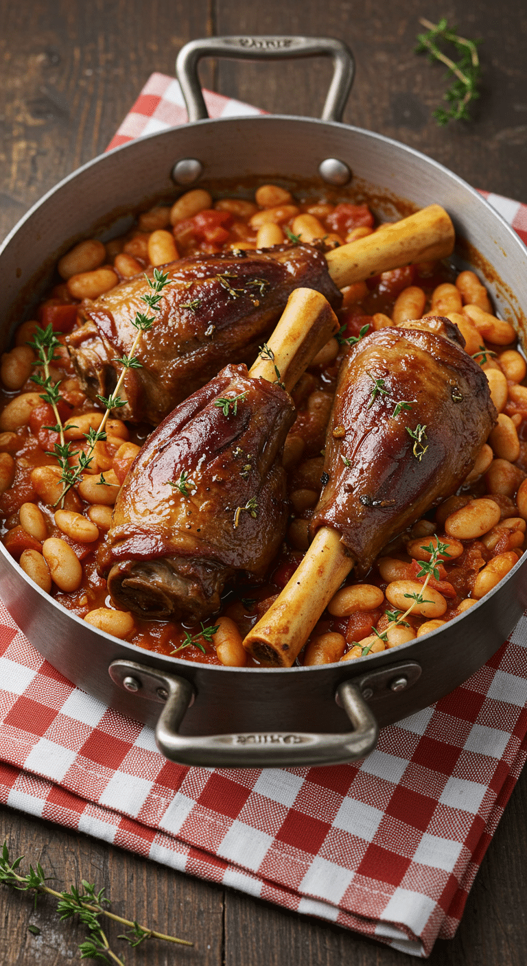 Cassoulet souris d'agneau haricots fondants cocotte traditionnelle