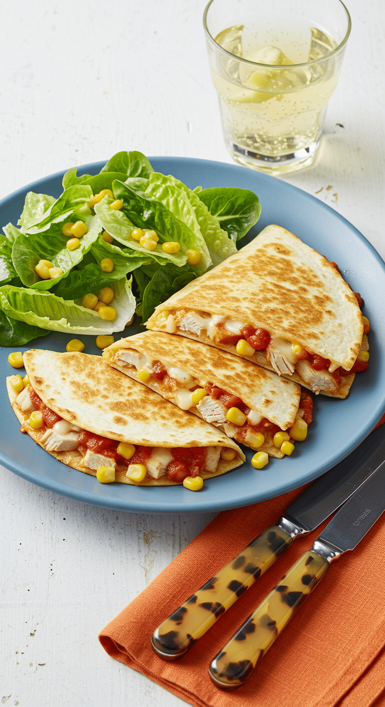 Cheesy quesadillas dinde maïs dorées gouda fondant coulant fromage