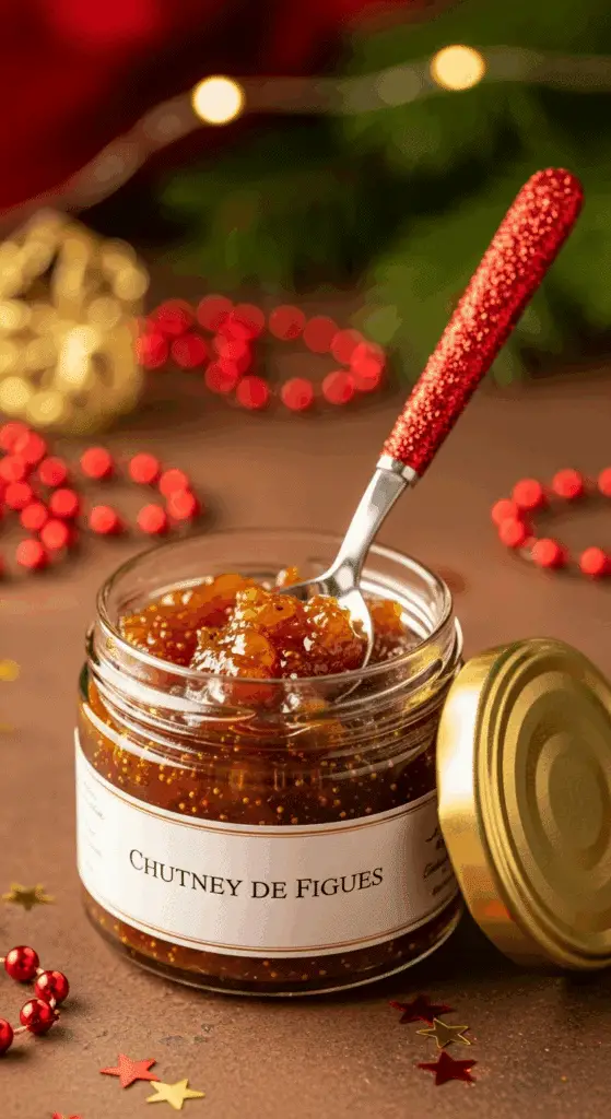 Chutney figues cadeaux gourmands pots verre rubans étiquettes présentation élégante