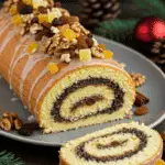 Dessert Noël sans gluten bûche chocolat décorée festive