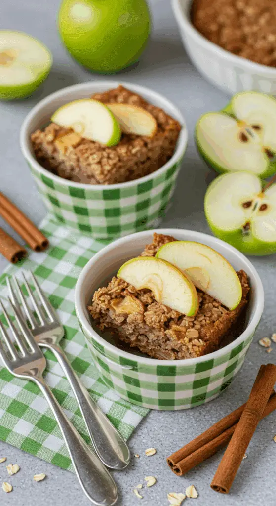 Gâteau d'avoine aux pommes moelleux sain avec tranches de pommes caramélisées