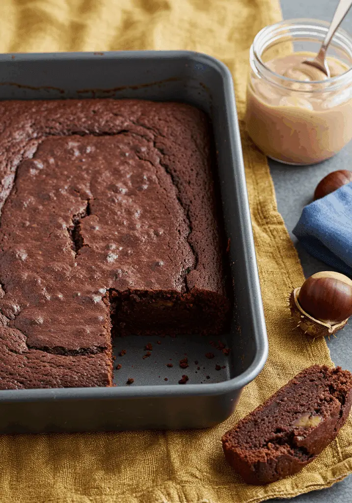 Gâteau choco-marrons fondant texture coulante cacao automne