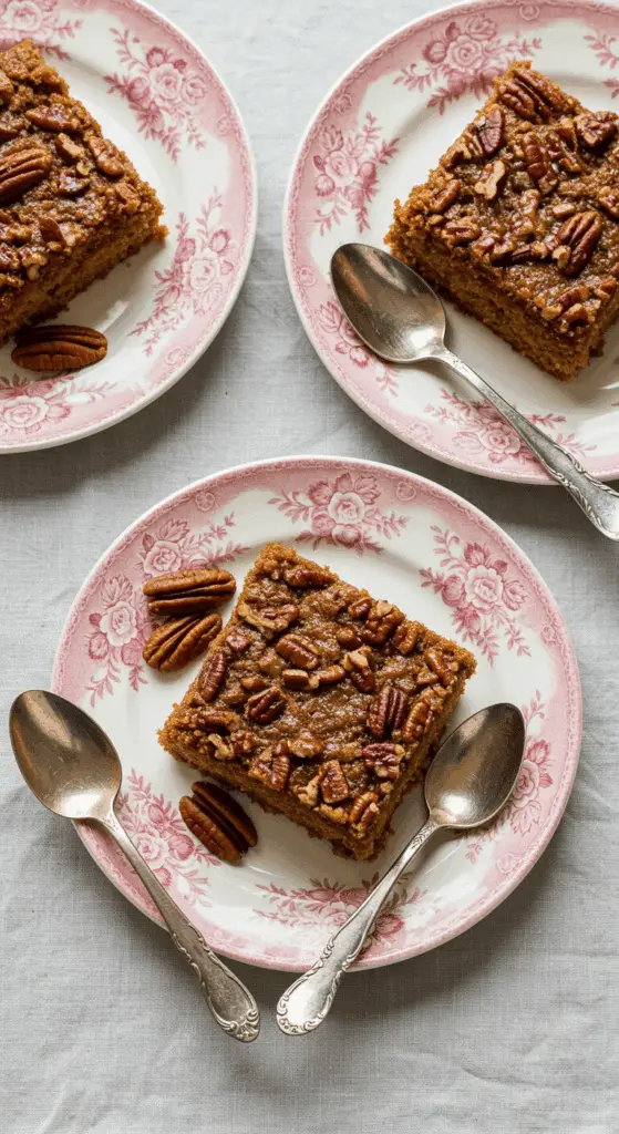 Gâteau noix de pécan épices renversé caramélisé automne