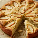 Gâteau aux pommes, ricotta et amandes moelleux avec pommes caramélisées spiralées