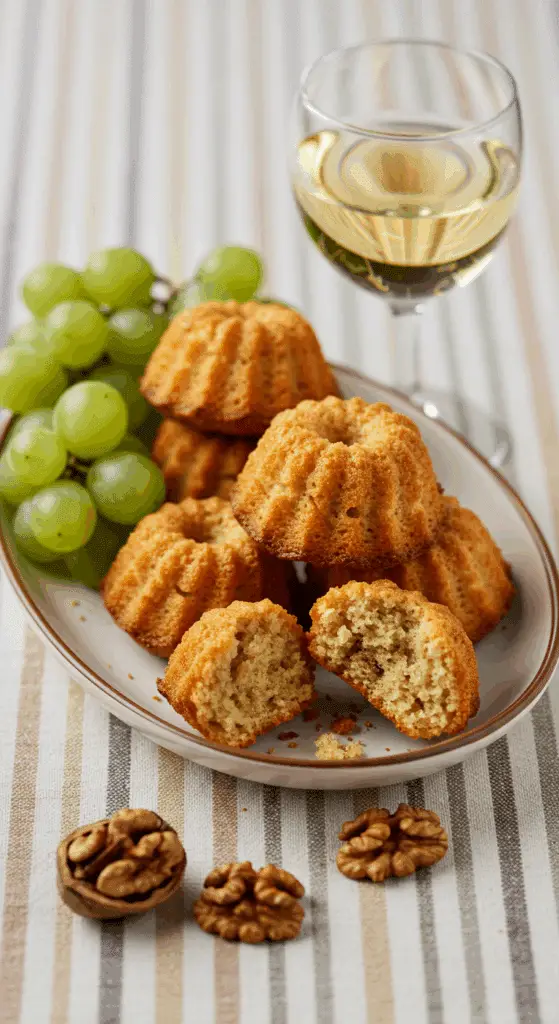 Gâteaux moelleux aux noix individuels aériens dorés automne