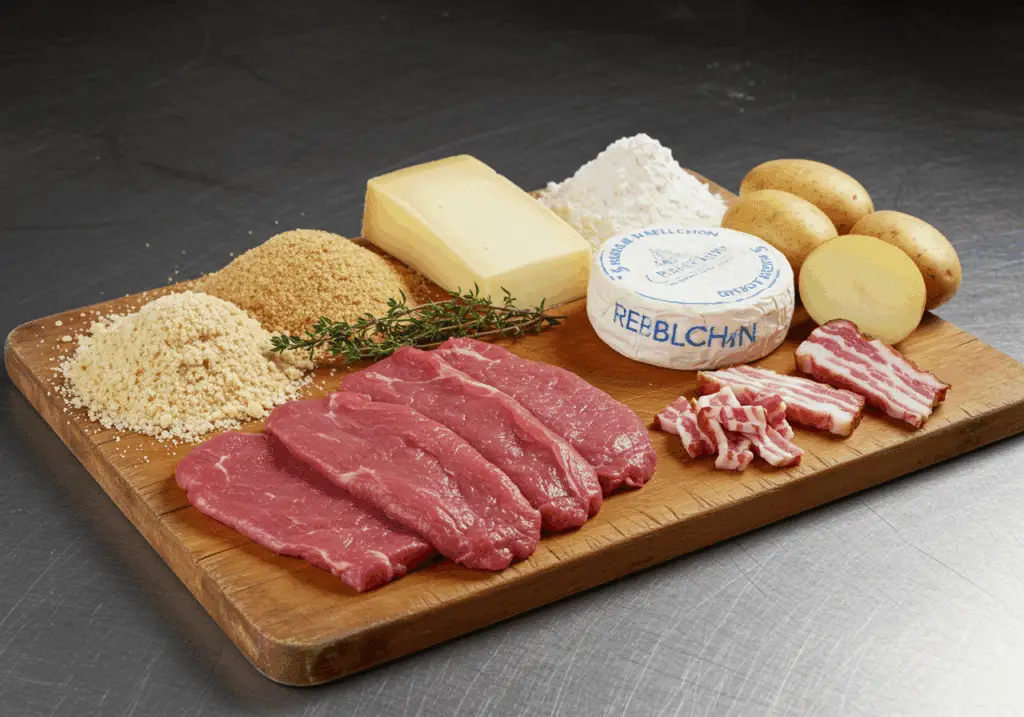 Ingrédients escalope savoyarde reblochon lardons fromage alpin