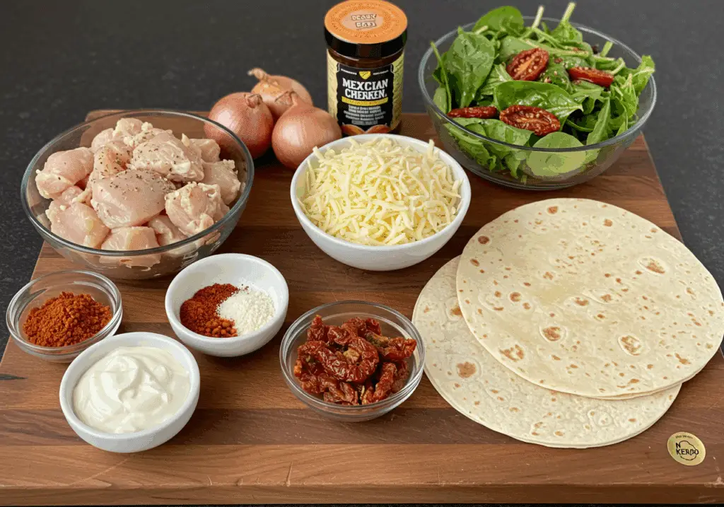 Ingrédients frais quesadillas mexicaines au poulet authentiques