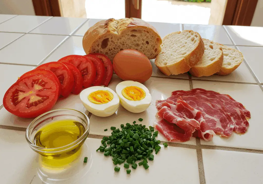 Ingrédients salmorejo cordobés tomates pain huile olive andalous