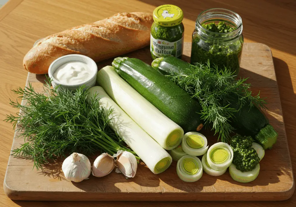 Ingrédients soupe courgette aneth crème frais été méditerranéens